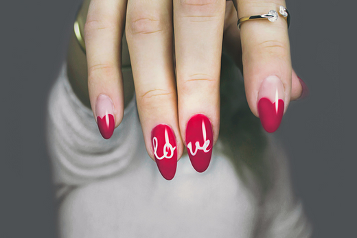 Illustration of healthy painted nails of a lady following nail care tips